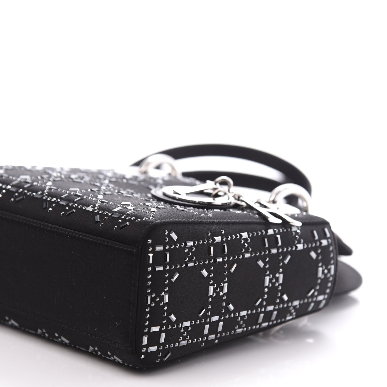 Christian Dior Satin Crystal Cannage Mini Lady Dior Black 5 of 10