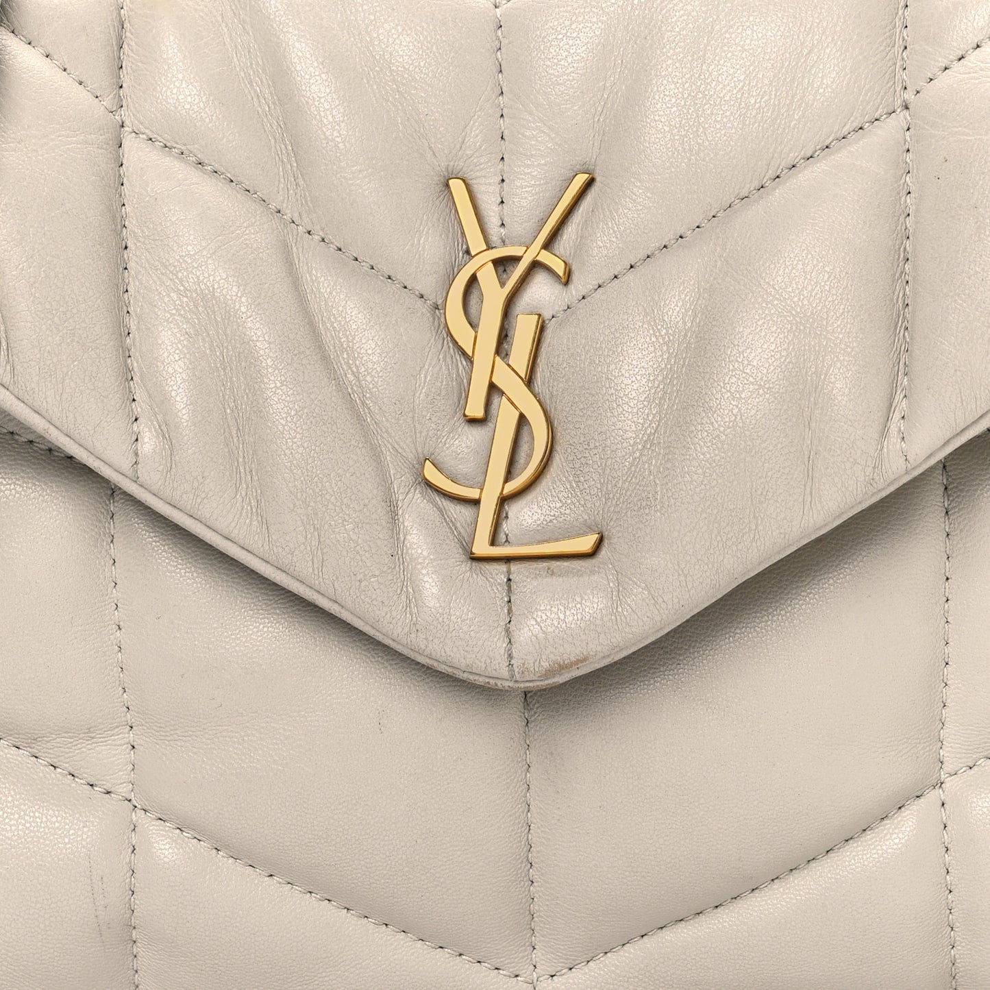 Lambskin Quilted Toy Loulou Puffer Monogram Chain Satchel Crema Soft