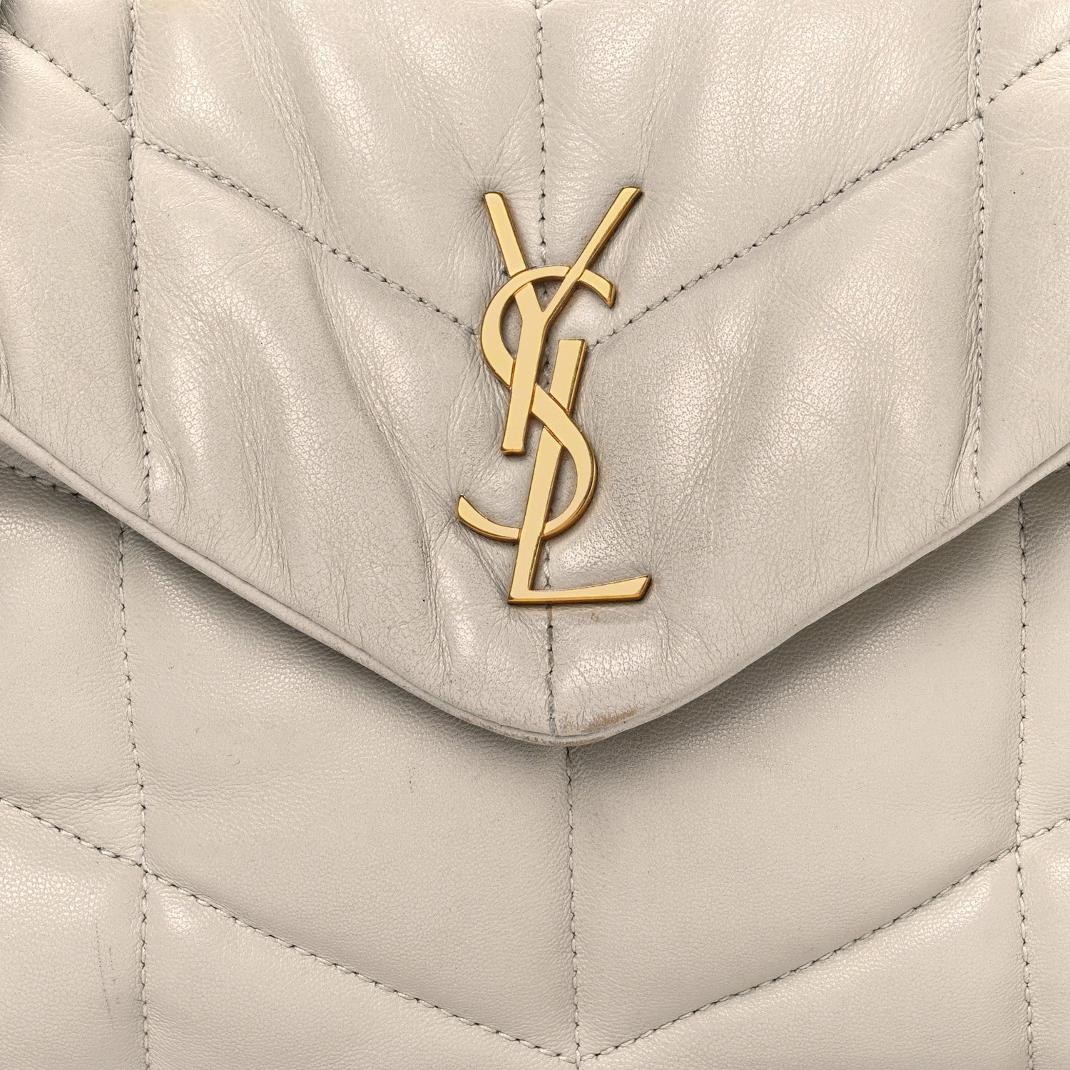 Saint Laurent Lambskin Quilted Toy Loulou Puffer Monogram Chain Satchel Crema Soft 8 of 17