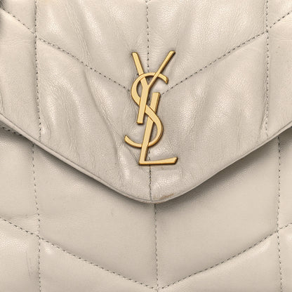 Saint Laurent Lambskin Quilted Toy Loulou Puffer Monogram Chain Satchel Crema Soft 8 of 17