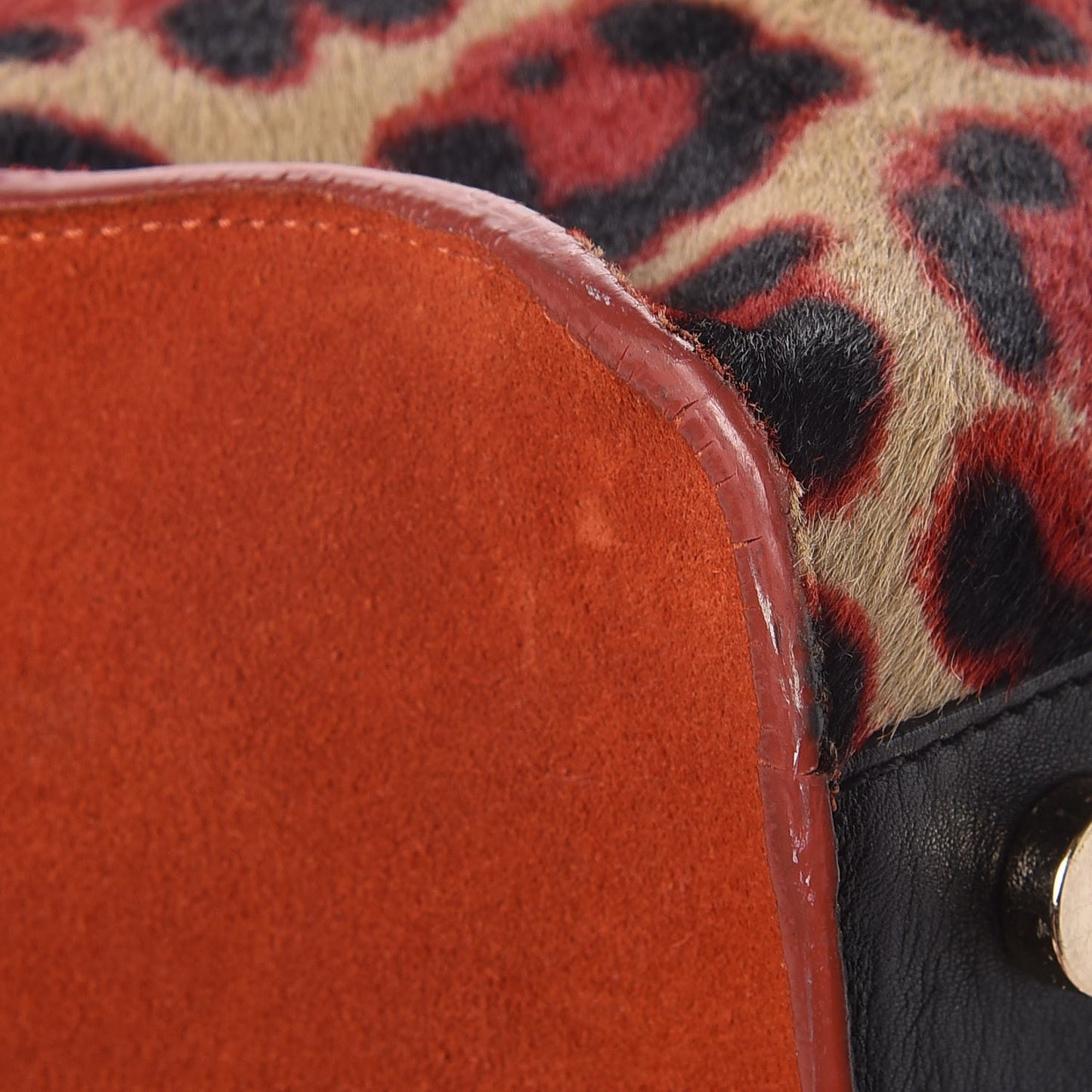 Calf Hair Leopard Rosabel Satchel Red