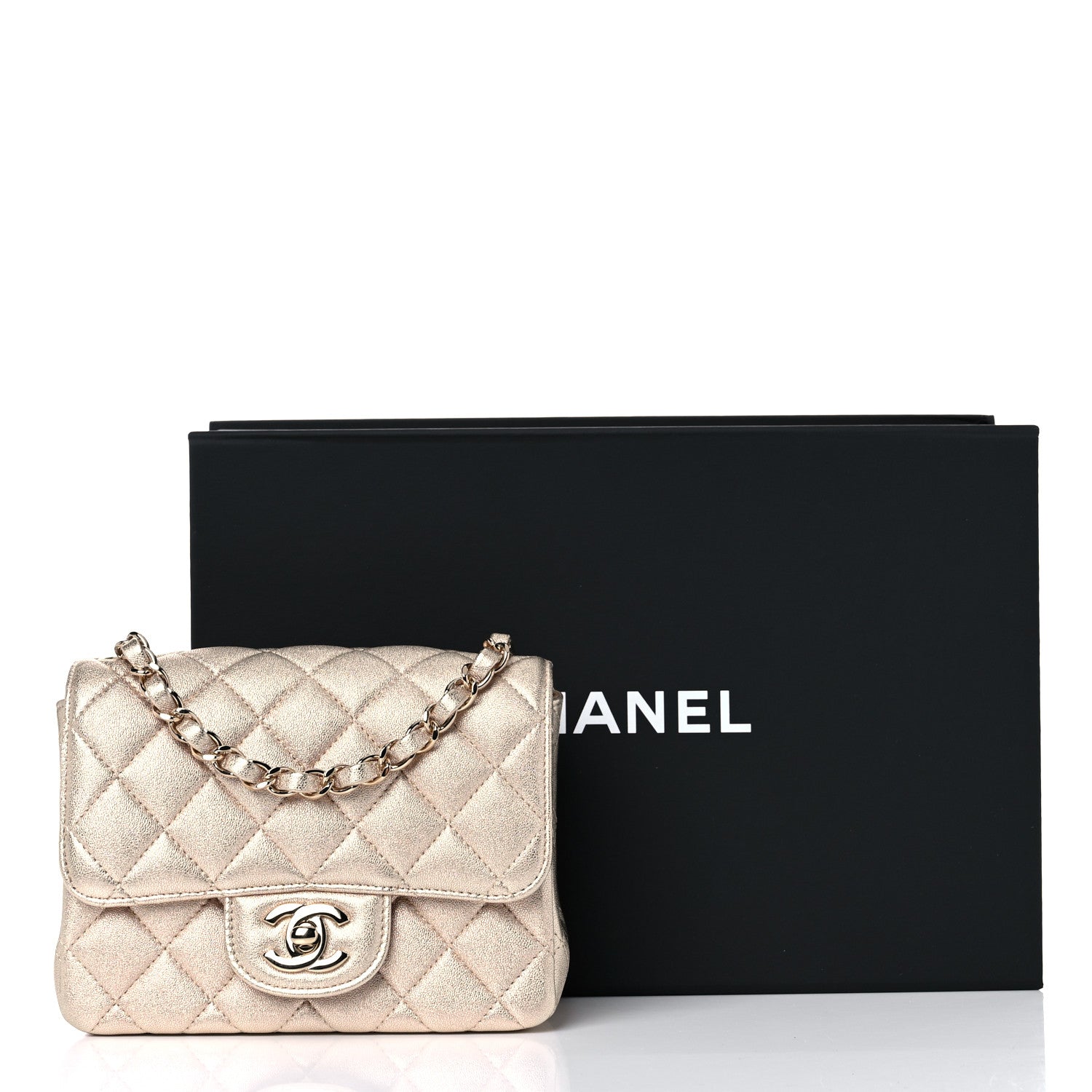 Chanel Metallic Lambskin Quilted Mini Square Flap Gold 9 of 9