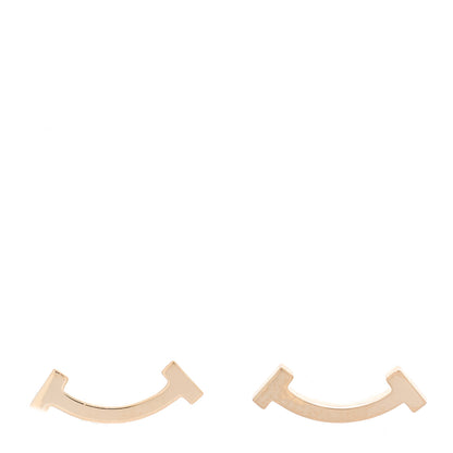 Tiffany 18K Rose Gold T Smile Stud Earrings 1 of 5