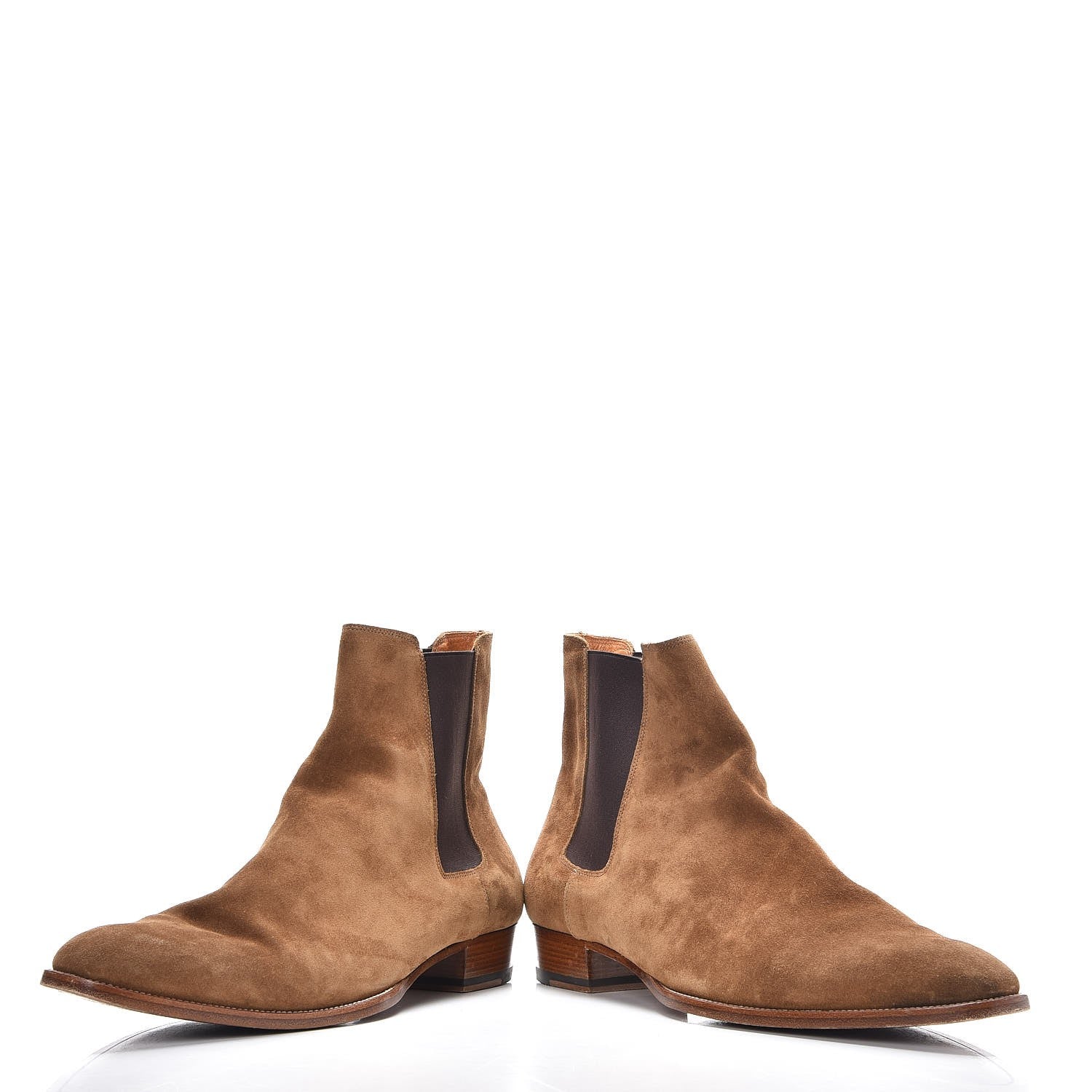 Saint Laurent Mens Suede Wyatt Chelsea Boots 48 Brown 5 of 13