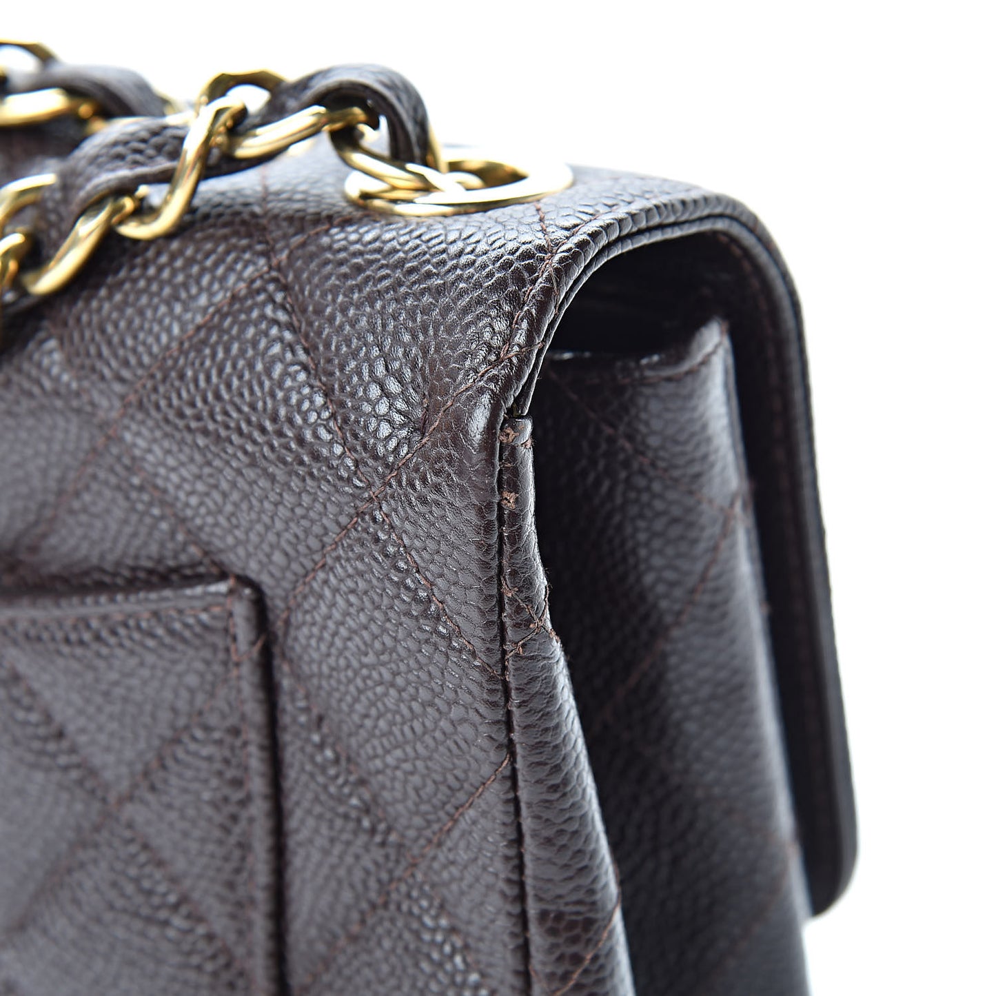 Caviar Quilted Jumbo Single Flap Brown