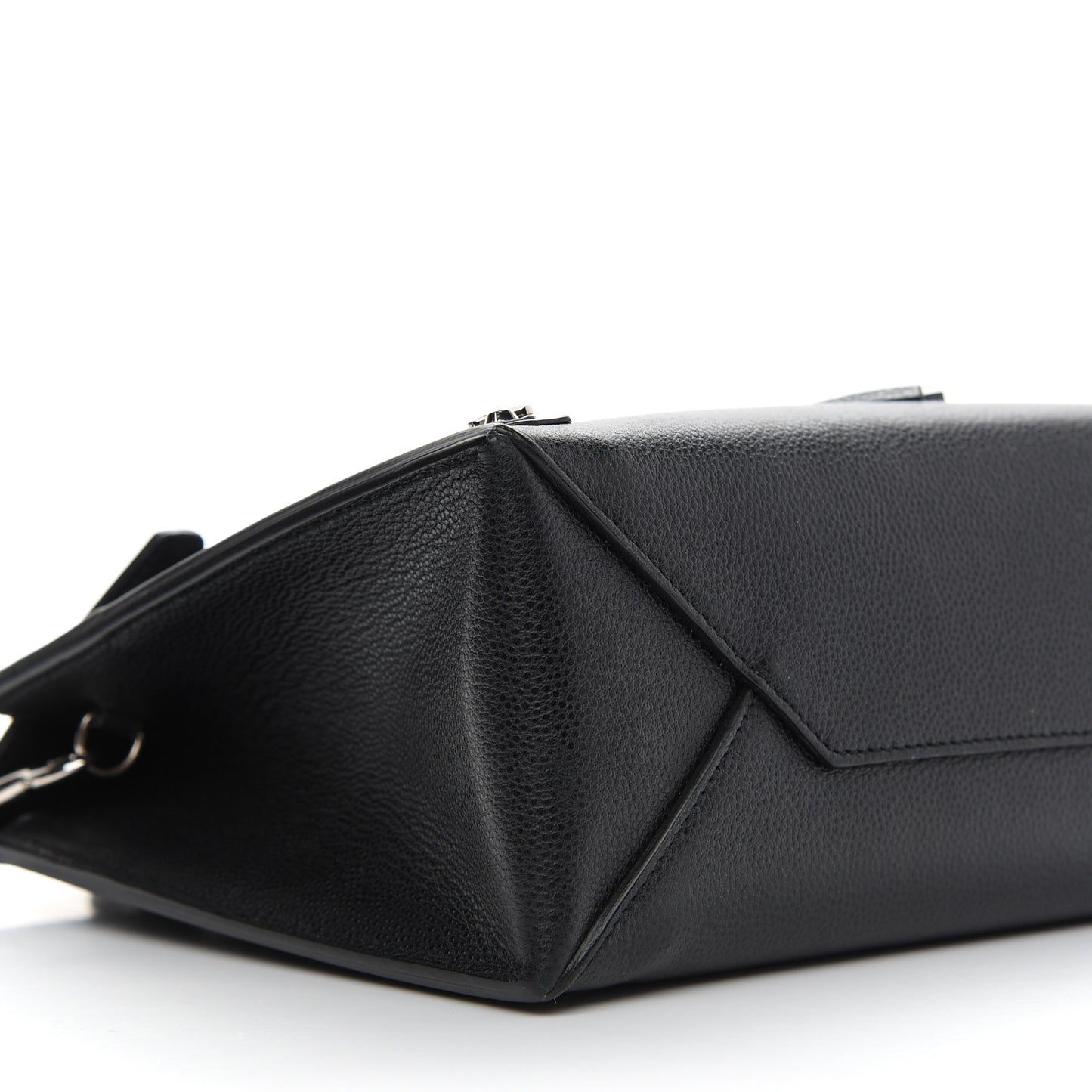 Grained Calfskin Papier Mini Flap Tote Black