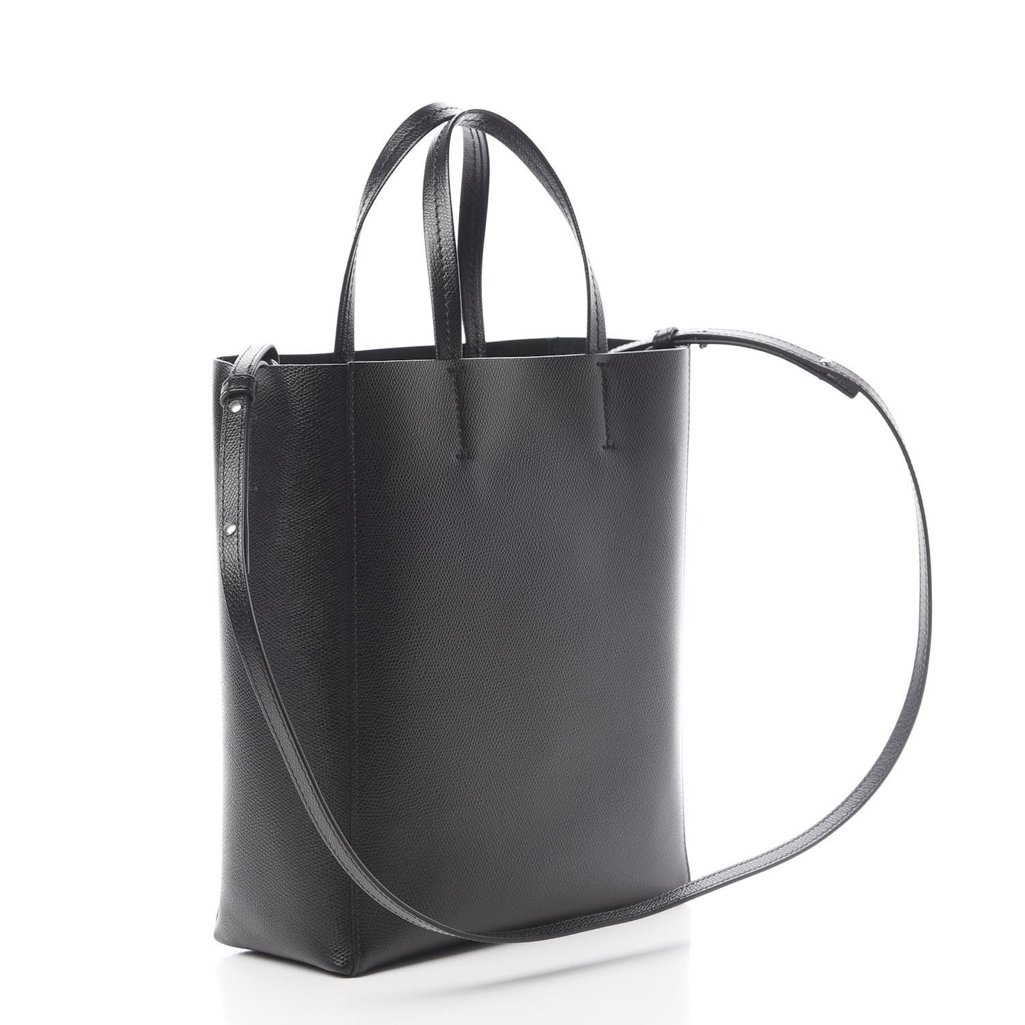 Grained Calfskin Small Vertical Cabas Black