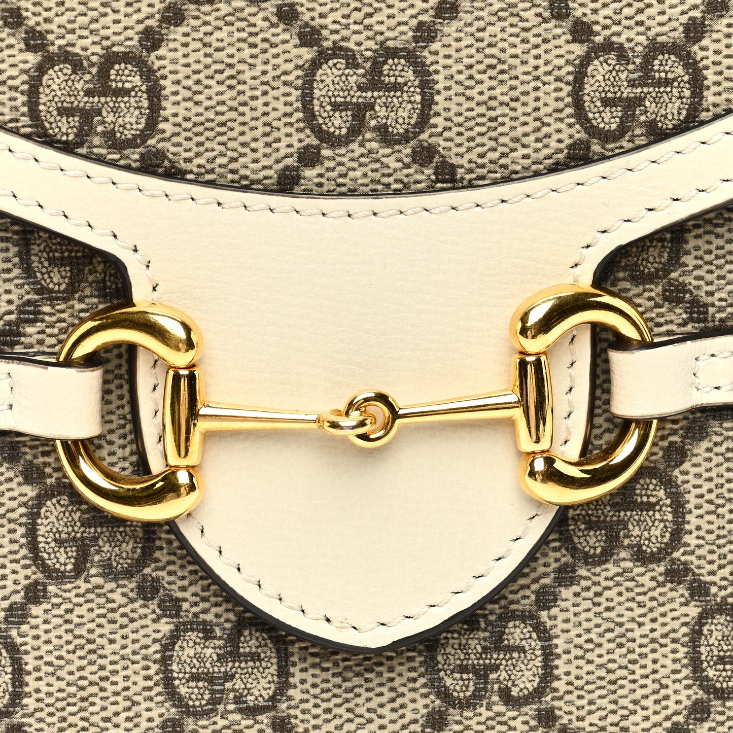 GG Supreme Monogram Azalea Calfskin Mini Horsebit 1955 Crossbody Bag Beige Ebony Mystic White
