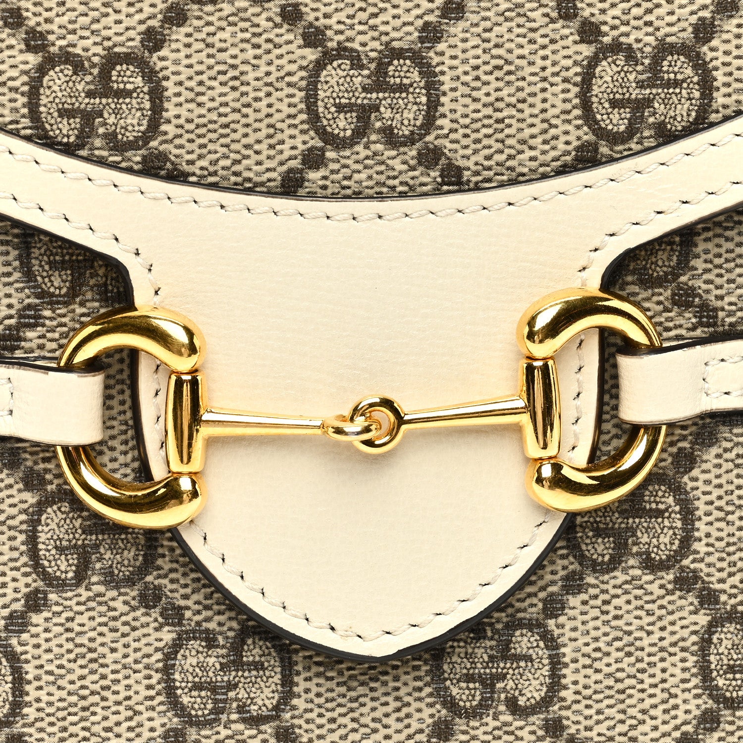 Gucci GG Supreme Monogram Azalea Calfskin Mini Horsebit 1955 Crossbody Bag Beige Ebony Mystic White 7 of 9