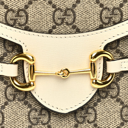 Gucci GG Supreme Monogram Azalea Calfskin Mini Horsebit 1955 Crossbody Bag Beige Ebony Mystic White 7 of 9