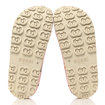 Gucci X PIKARAR Cubic Rubber Monogram Print Womens Interlocking G Platform 42mm Slide Sandals 37 Pink Multicolor 5 of 8