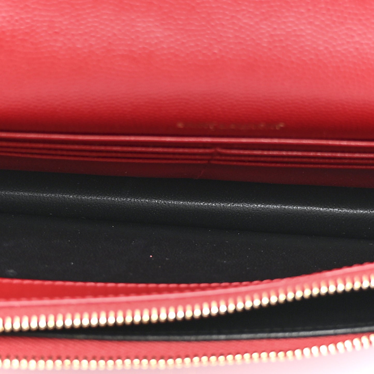 Grain De Poudre Matelasse Chevron Monogram Envelope Chain Wallet New Red