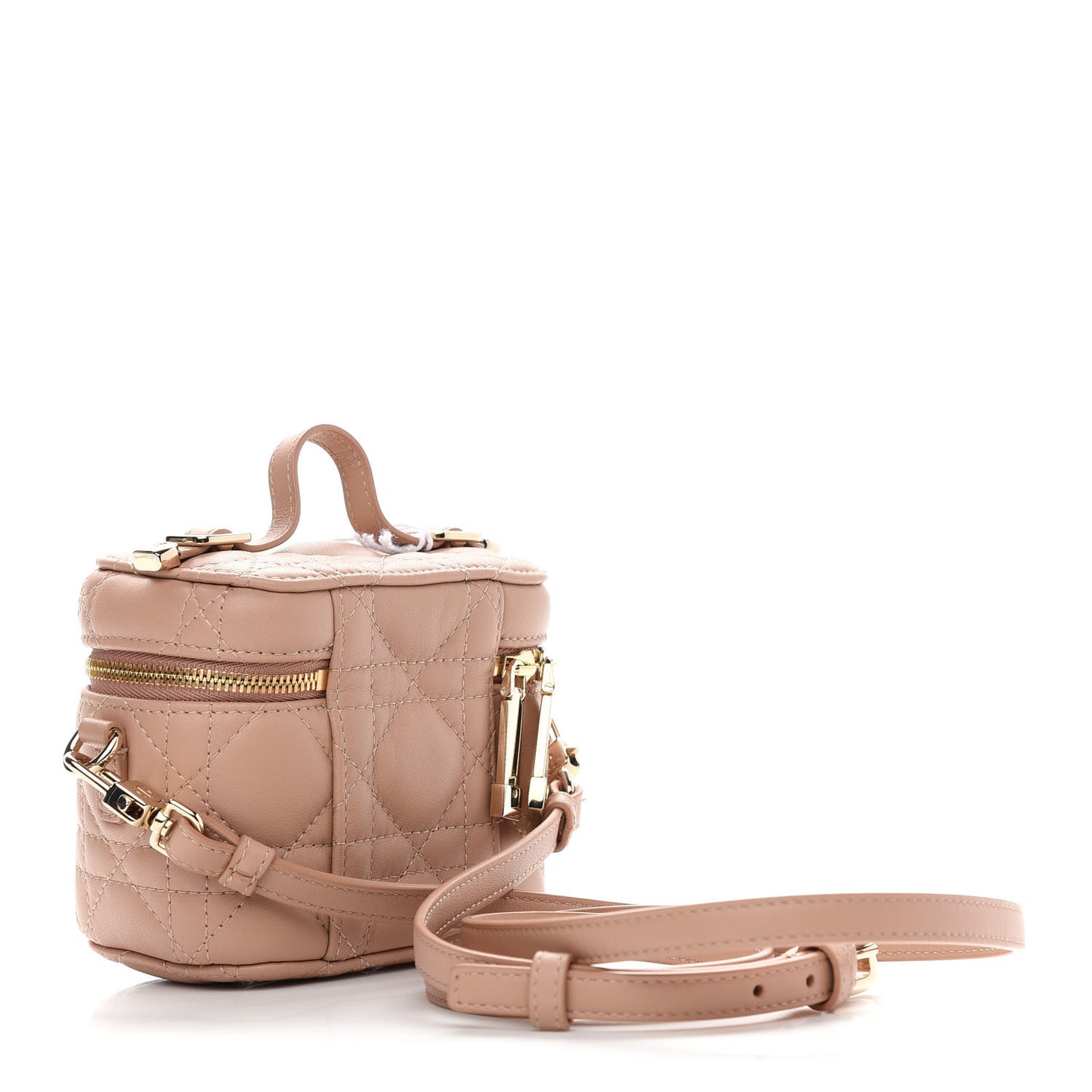 Lambskin Cannage Micro Vanity Case Rose Des Vents