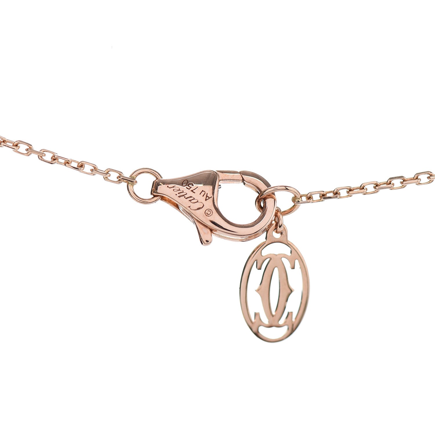 Cartier 18K Pink Gold Diamond .18ct C De Pendant Necklace 5 of 5