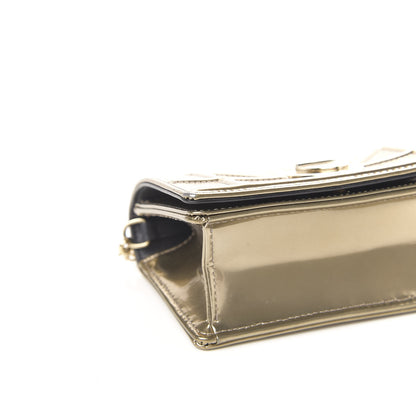 Christian Dior Metallic Patent Micro-Cannage Mini Diorama Flap Bag Gold 8 of 11