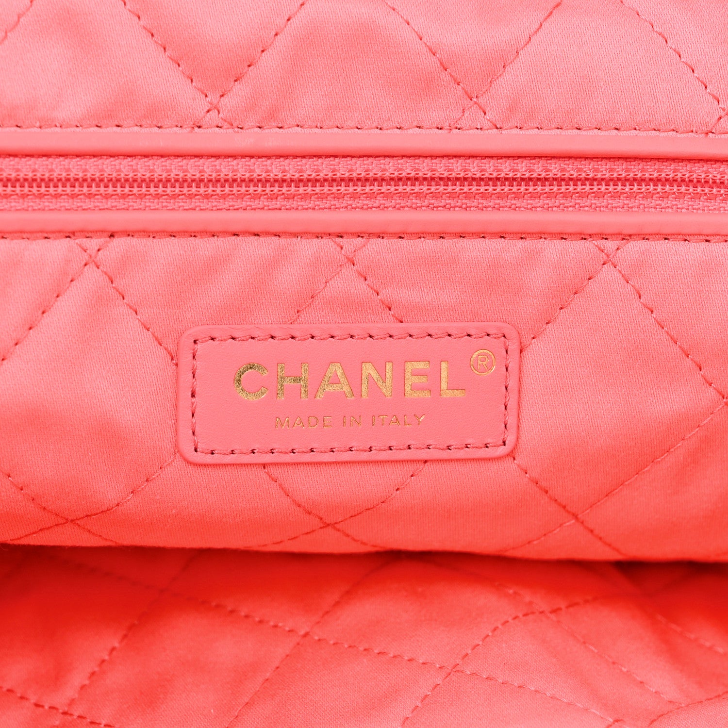 Chanel Shiny Calfskin Quilted Chanel 22 Drawstring Bag Coral Pink 8 of 11