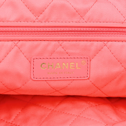 Chanel Shiny Calfskin Quilted Chanel 22 Drawstring Bag Coral Pink 8 of 11