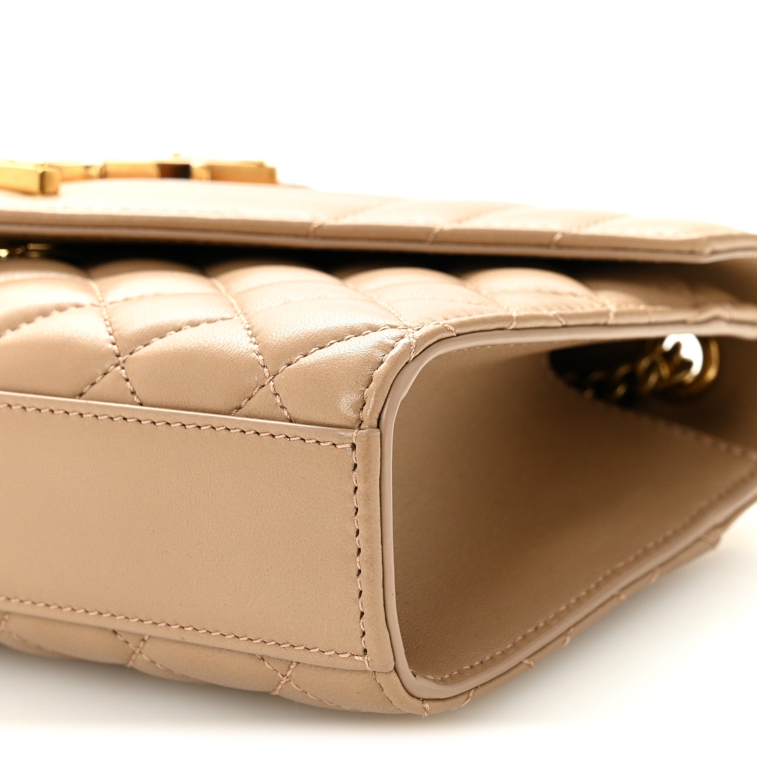 Saint Laurent Lambskin Mixed Matelasse Triquilt Small Monogram Satchel Dark Toffee 9 of 9