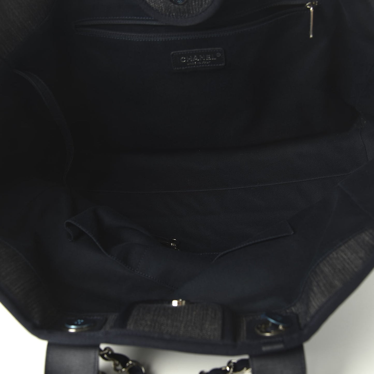 Denim Large Deauville Tote Blue Orange