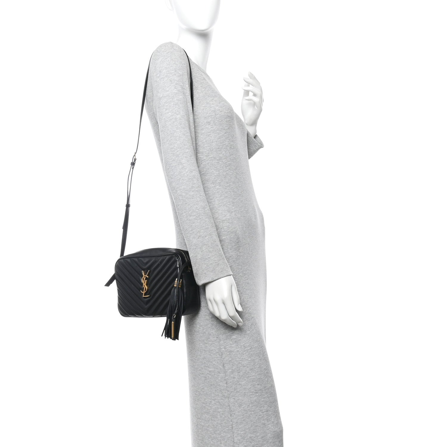 Saint Laurent Calfskin Matelasse Monogram Lou Camera Bag Black 2 of 12