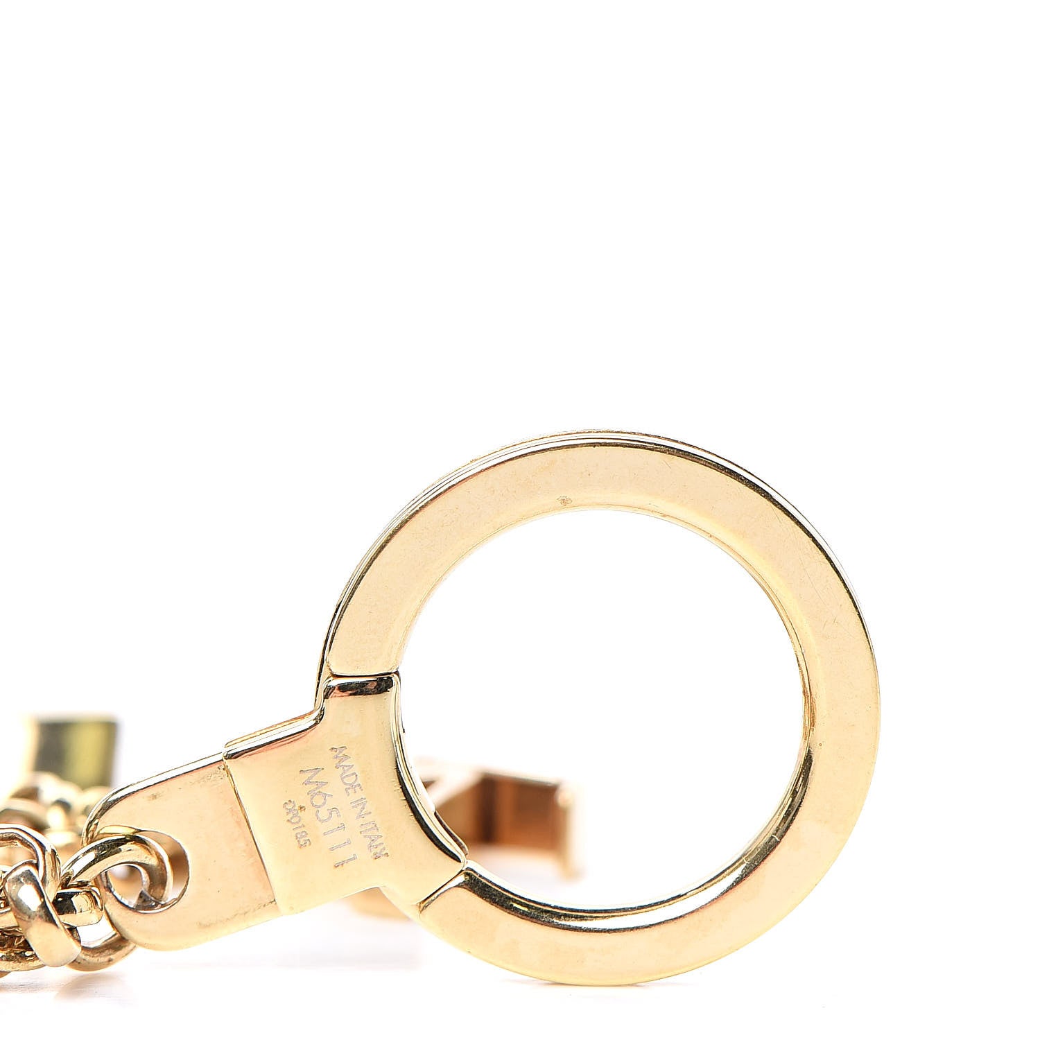 Louis Vuitton Brass Enamel Fleur De Monogram Bag Charm Chain Gold 3 of 3