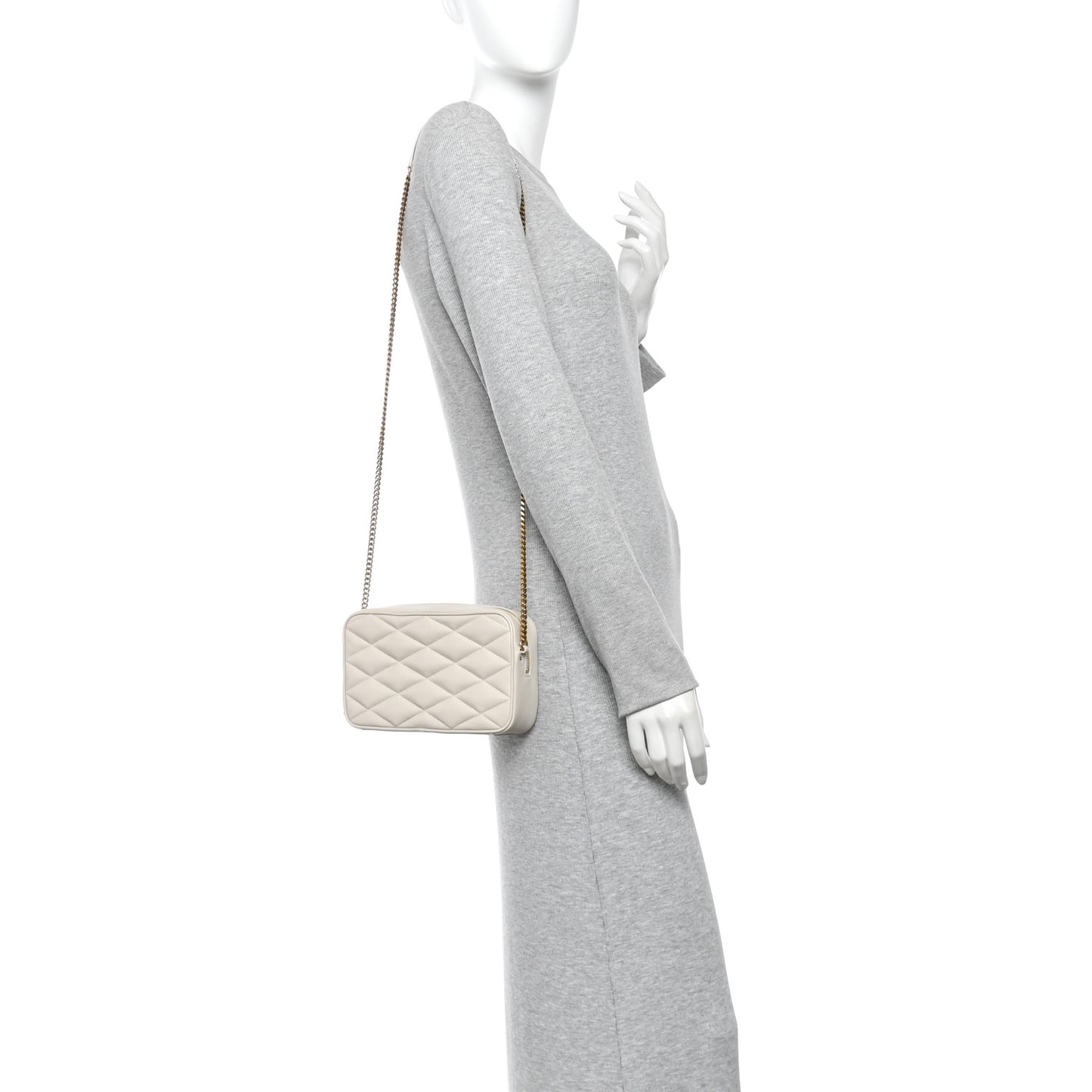 Lambskin Quilted Mini Camera Bag Crema Soft