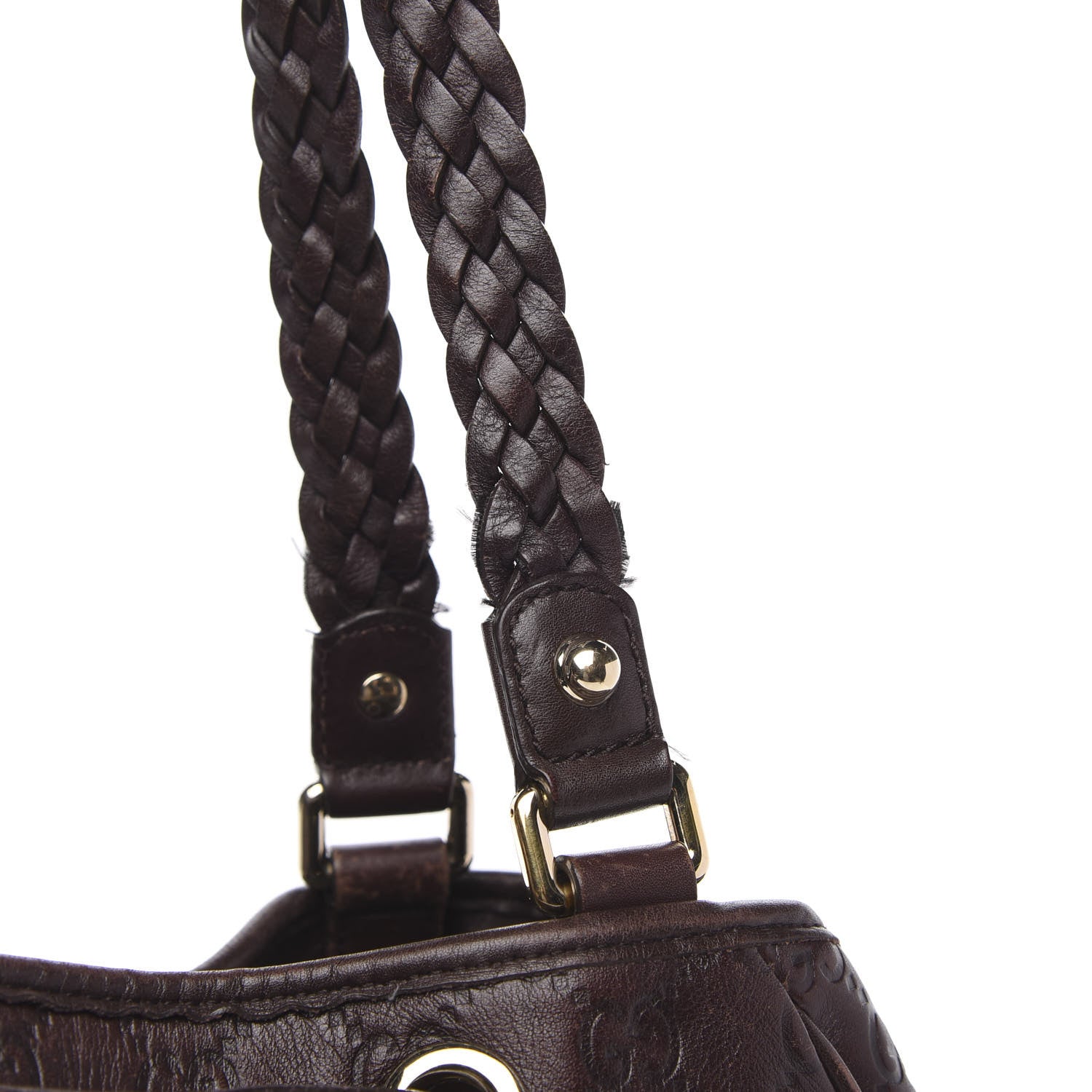 Gucci Guccissima Peggy Braided Tote Dark Brown 13 of 15