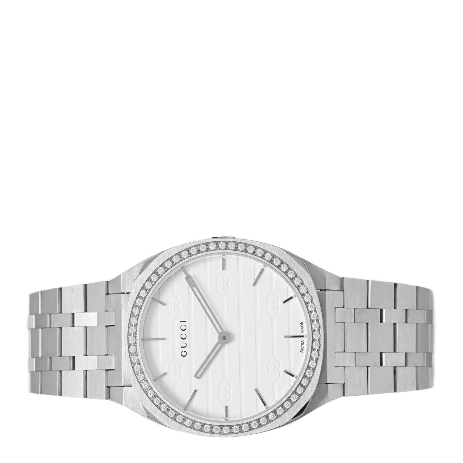 Gucci Stainless Steel Diamond Bezel 34mm 25H Quartz Watch 2 of 5