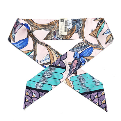 Hermes Silk Tree Of Song Twilly Rose Pale Turquoise 1 of 4