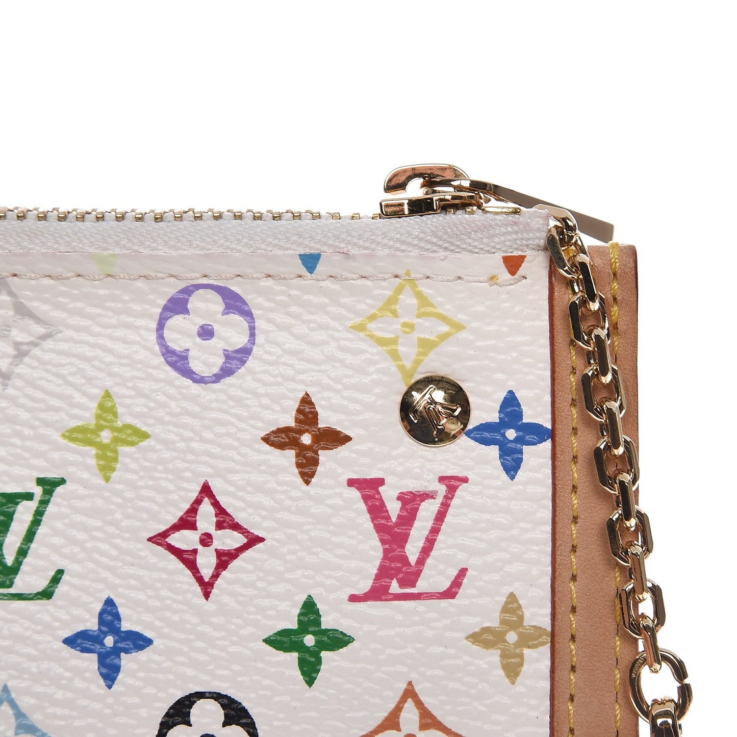 Monogram Multicolor Key Pouch White