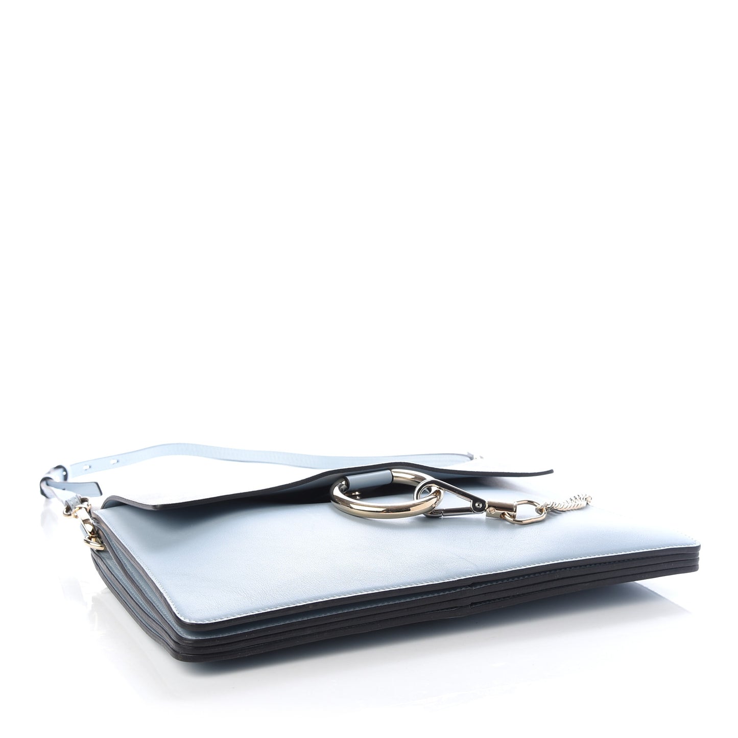 Suede Calfskin Medium Faye Shoulder Bag Cloudy Blue