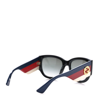 Gucci Acetate Web Oversized Frame Rectangle Sunglasses GG0276S Black Multicolor 4 of 9