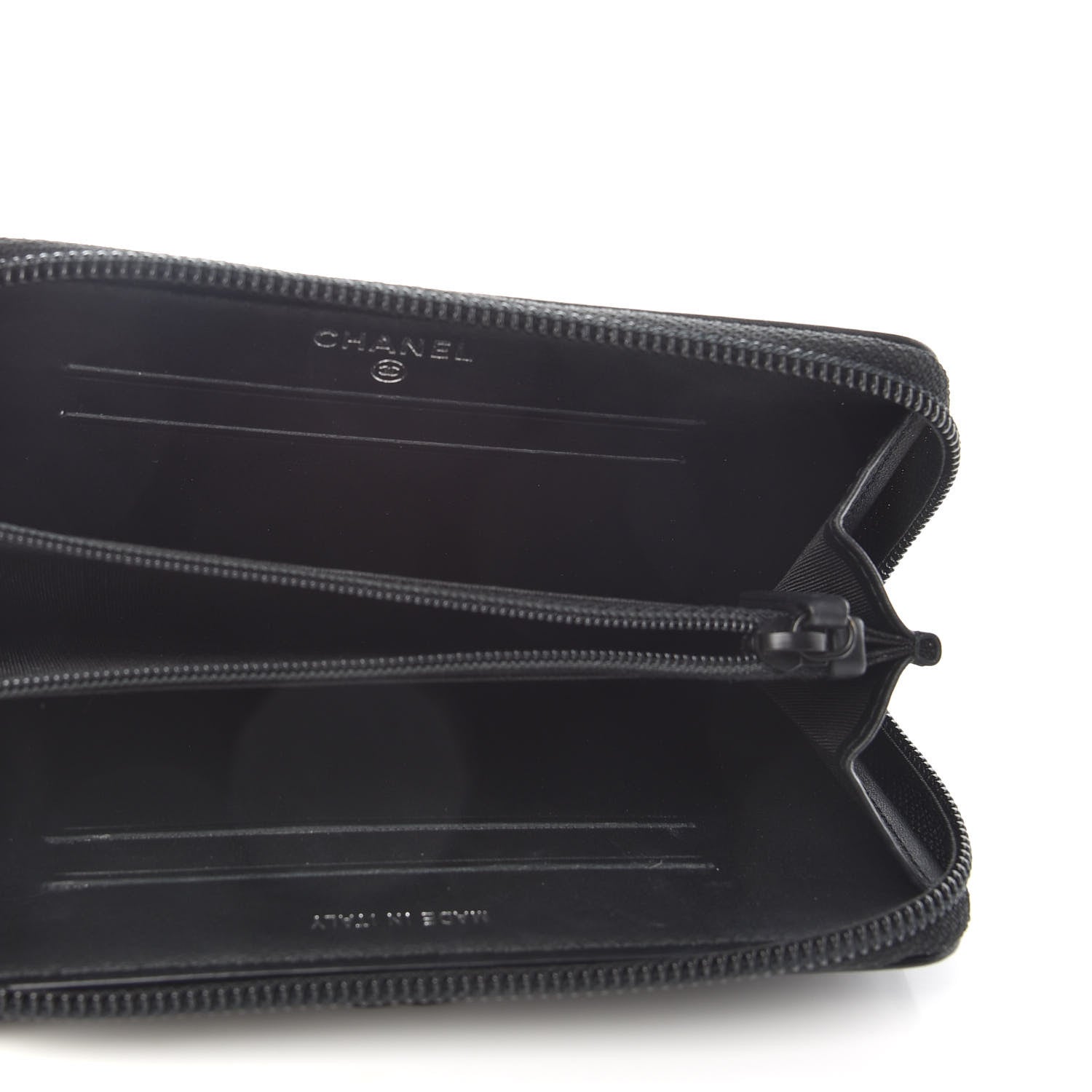 Chanel Calfskin Painted Chevron Embossed Small Boy Zip Wallet Black 5 of 8