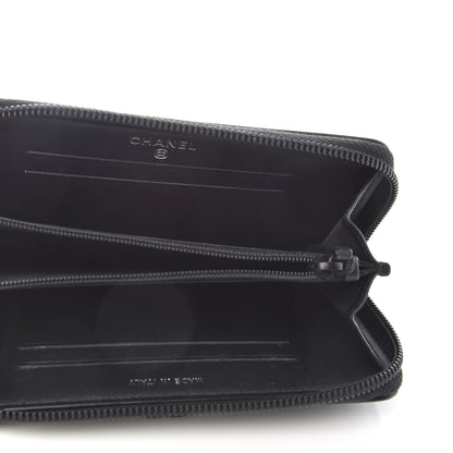Chanel Calfskin Painted Chevron Embossed Small Boy Zip Wallet Black 5 of 8