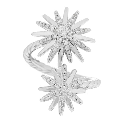David Yurman Sterling Silver Diamond 28mm Open Starburst Ring 52 6 1 of 4