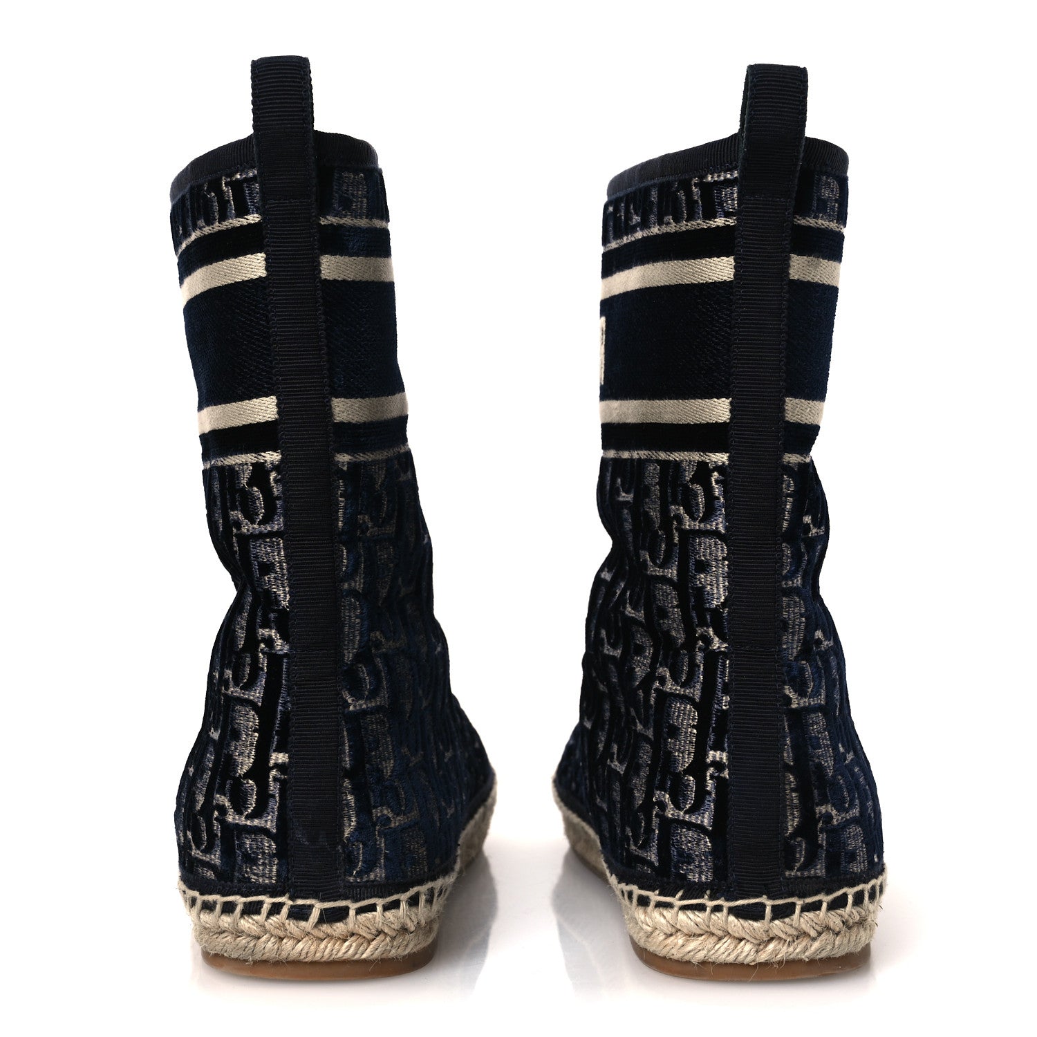 Christian Dior Velvet Oblique Granville Espadrille Boots 38.5 Deep Blue 6 of 11