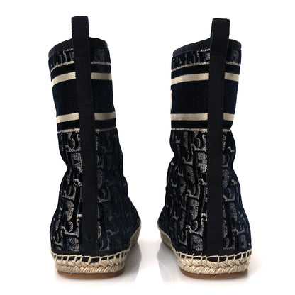 Christian Dior Velvet Oblique Granville Espadrille Boots 38.5 Deep Blue 6 of 11