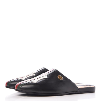 Gucci X MLB Lambskin NY Yankees Embroidered Mens GG Slippers 10 Black 3 of 11