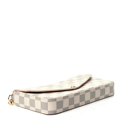 Louis Vuitton Damier Azur Pochette Felicie Chain Wallet Rose Ballerine 5 of 14