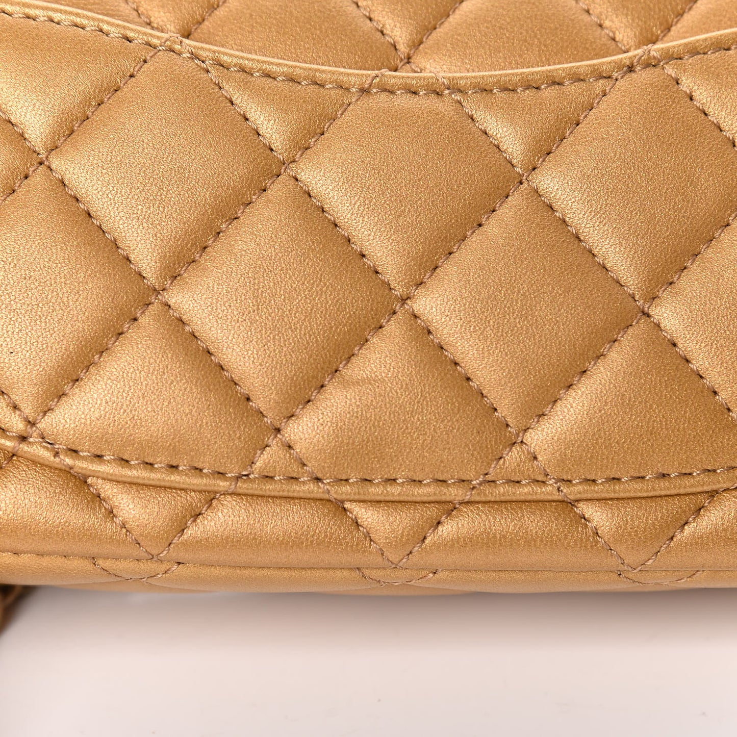 Metallic Lambskin Quilted Extra Mini Medallion Flap Gold