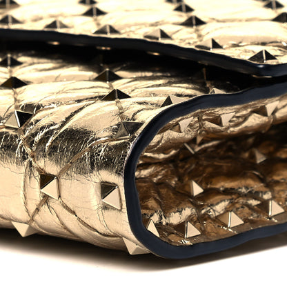 Valentino Garavani Metallic Wrinkled Lambskin Rockstud Spike Wallet on Chain Mekong 8 of 8