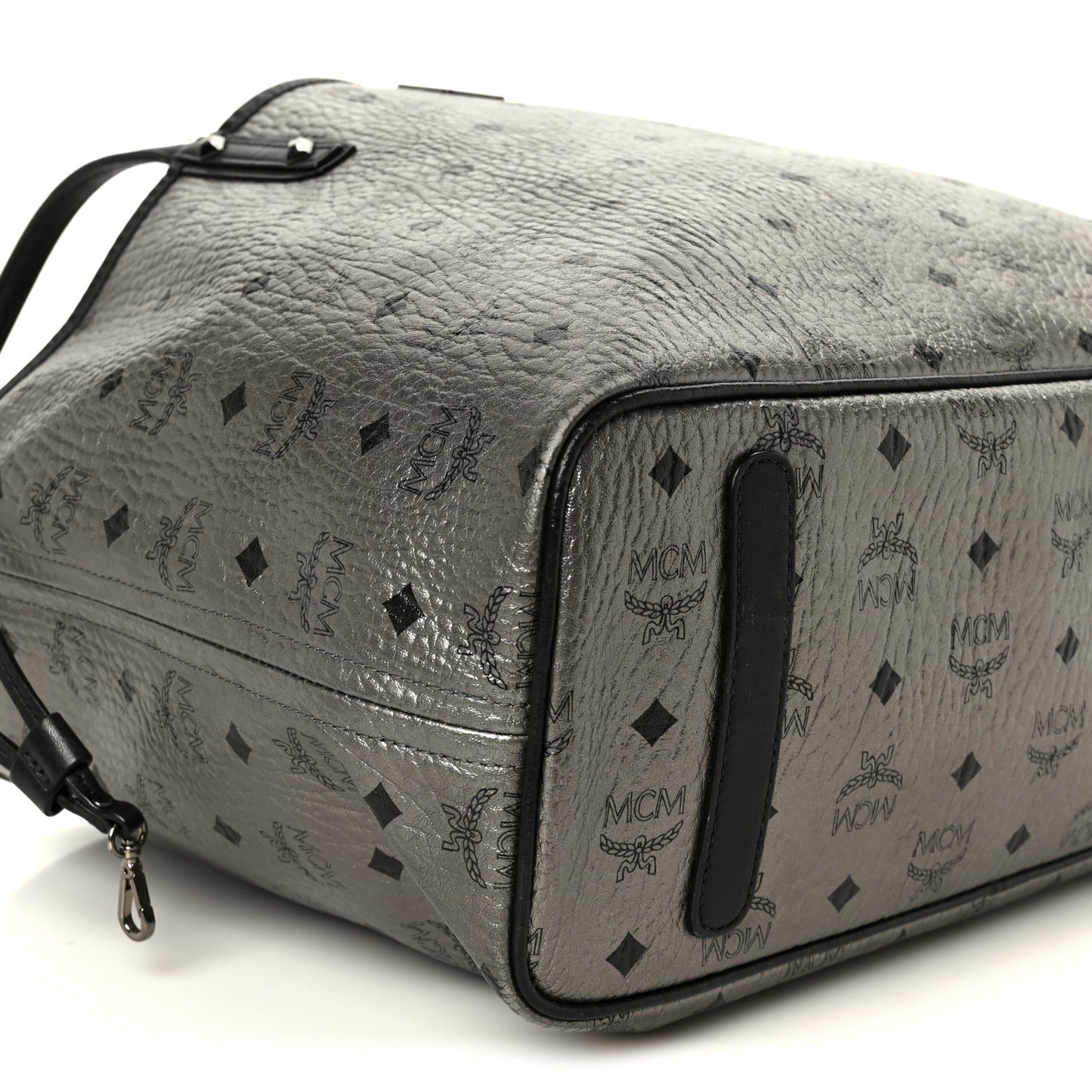 Metallic Visetos Medium Reversible Shopper Tote Silver Black