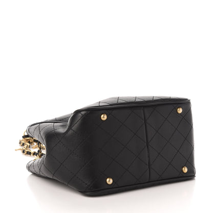 Chanel Calfskin Stitched Small Egyptian Amulet Drawstring Bag Black 4 of 11