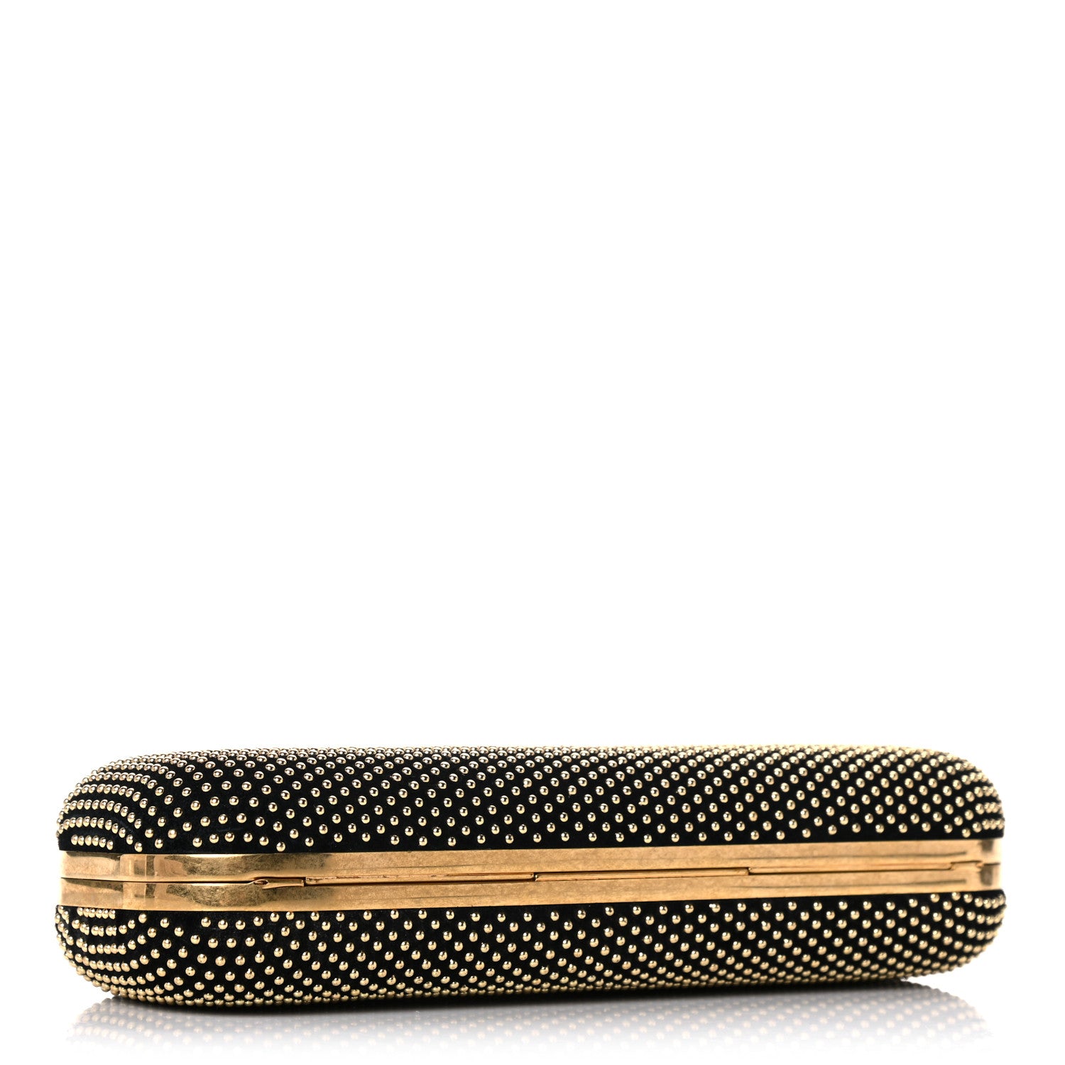Alexander McQueen Suede Studded Skull Knuckle Box Clutch Black 4 of 15