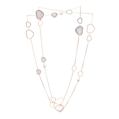 Chopard 18K Rose Gold Diamond Mother of Pearl Happy Hearts Sautoir Necklace 2 of 4