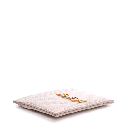 Saint Laurent Grain De Poudre Matelasse Chevron Monogram Credit Card Case Rose Antic 4 of 8