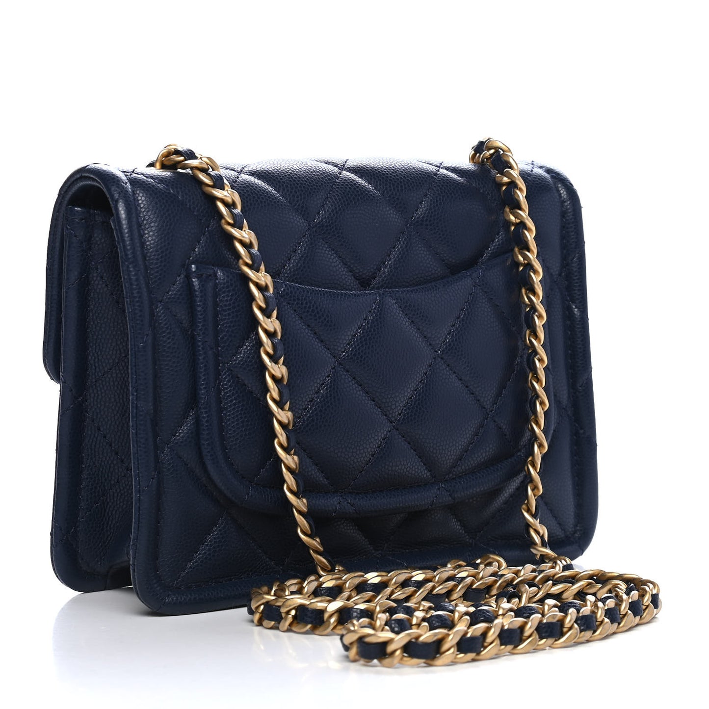 Caviar Quilted Mini Sweet Classic Flap Navy Blue