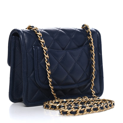 Chanel Caviar Quilted Mini Sweet Classic Flap Navy Blue 2 of 8