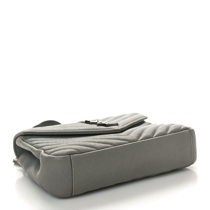Saint Laurent Sheepskin Matelasse Chevron Monogram Medium College Bag New Stone Grey 4 of 15