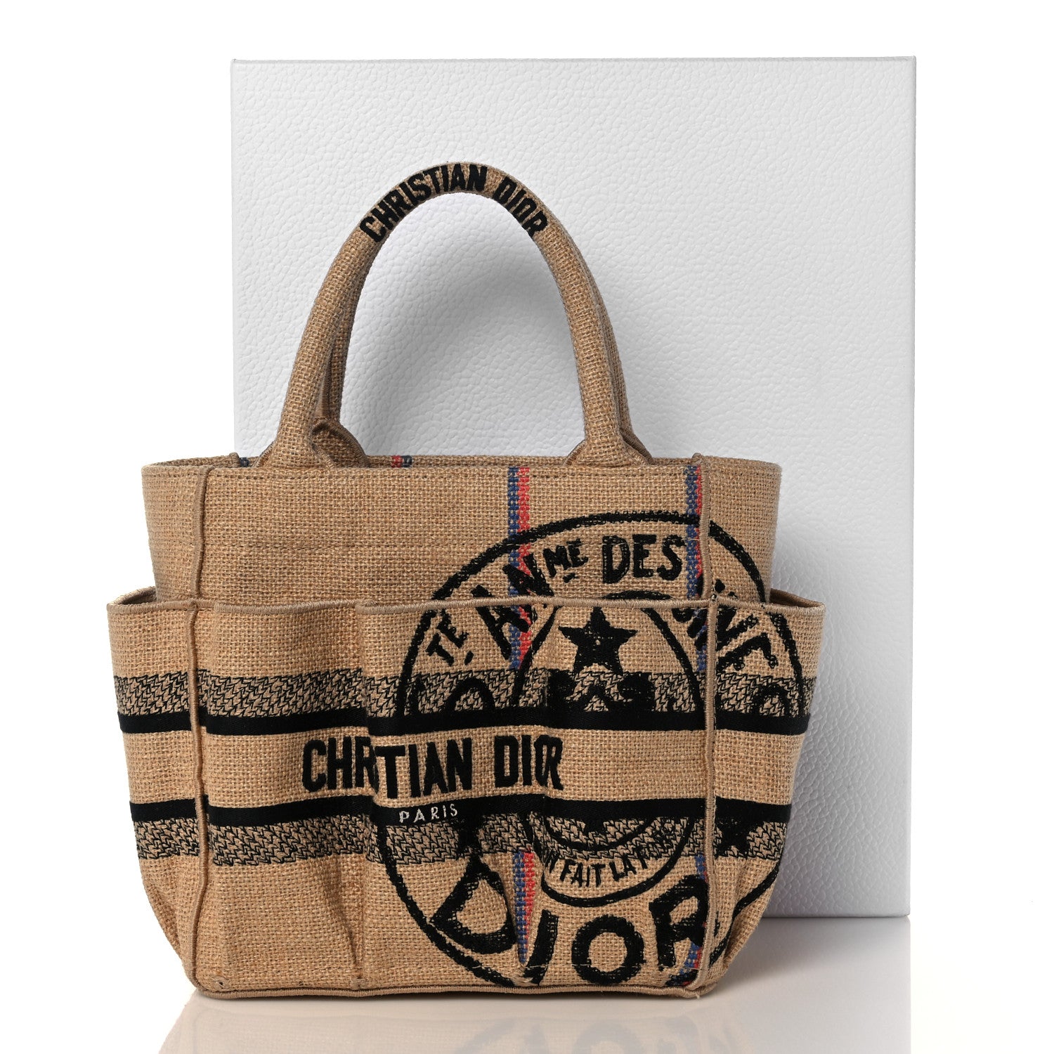 Christian Dior Union Jute Canvas Small Catherine Tote Beige 11 of 11